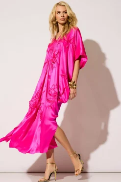 Couture Mokuren Embroidered Silk Caftan