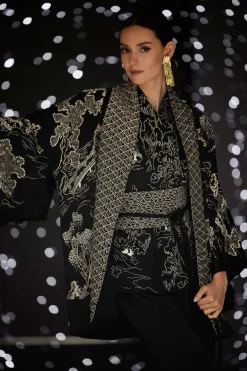 Couture Nara Embroidered Silk Kimono Wrap