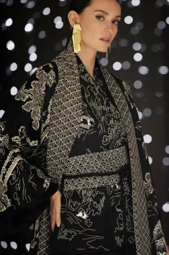 Couture Nara Embroidered Silk Kimono Wrap