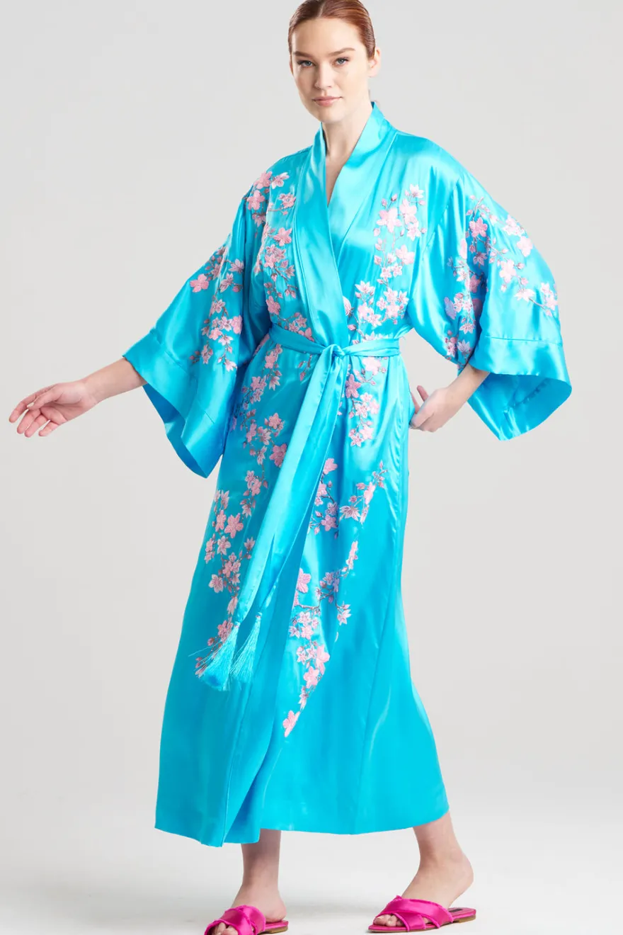 Couture Sakura Embroidered Floral Silk Robe