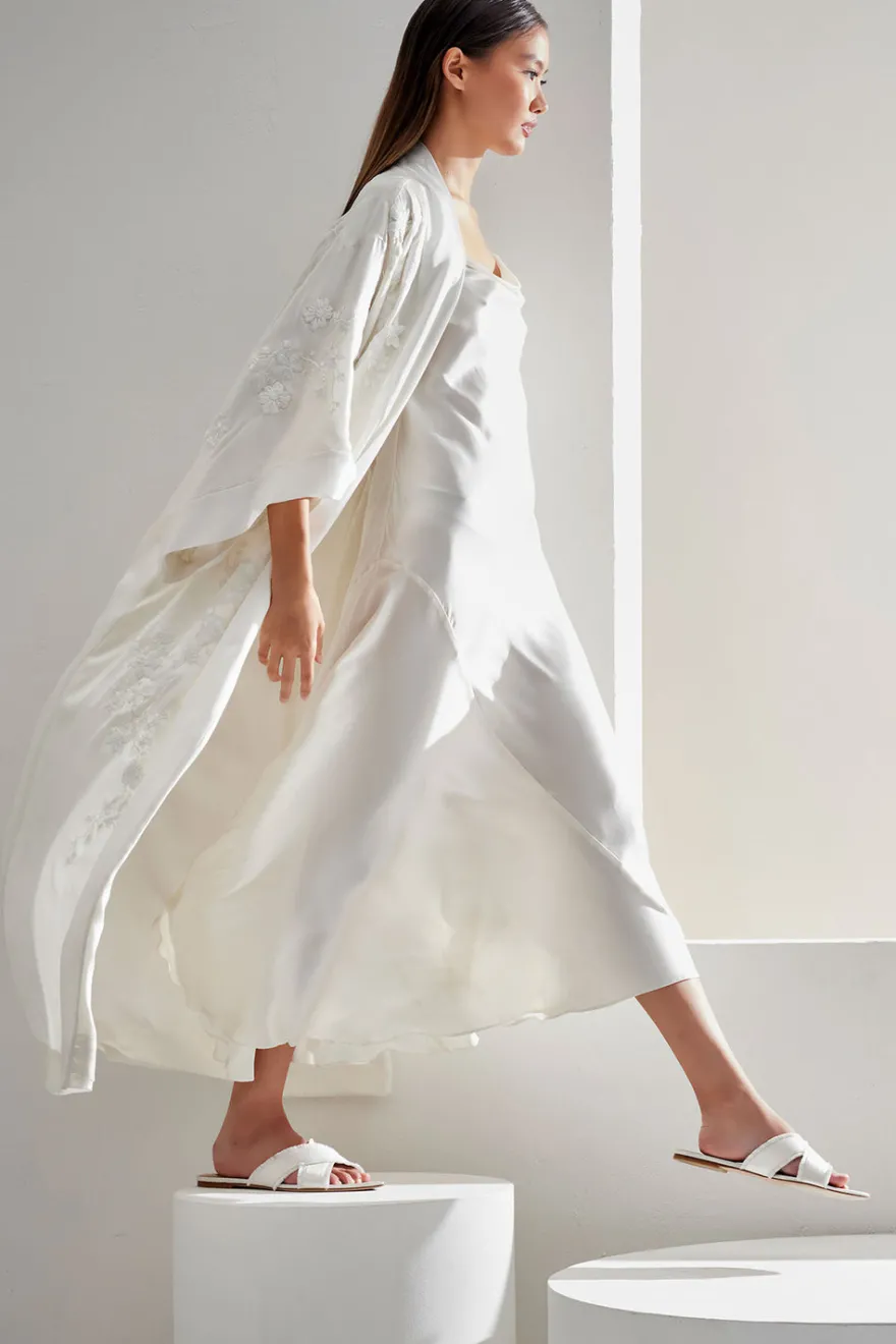 Couture Sakura Embroidered Silk Robe