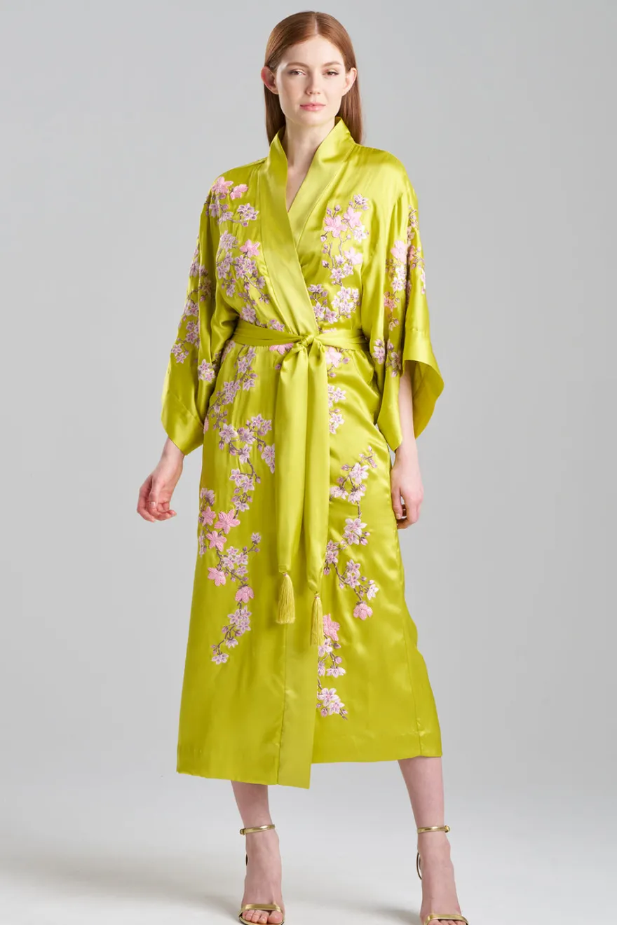 Couture Sakura Embroidered Floral Silk Robe