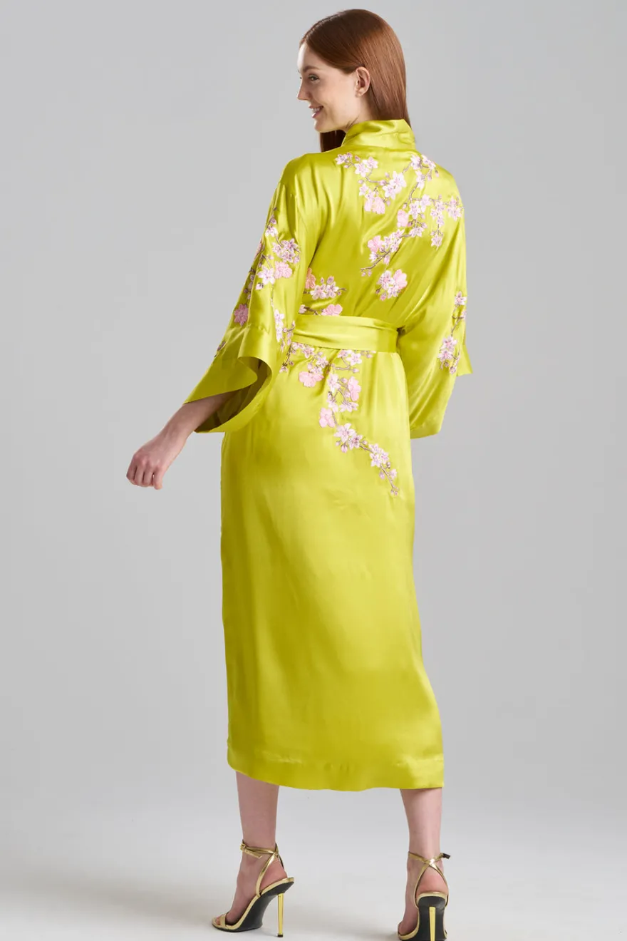 Couture Sakura Embroidered Floral Silk Robe