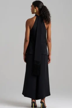 Couture Silk Crepe Fringe Halter Top