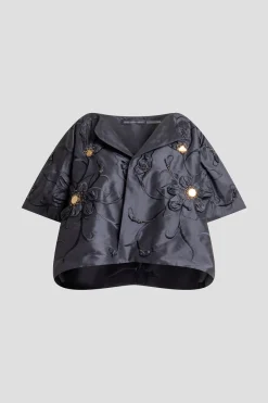Couture Silk Dupioni Embellished Short Jacket