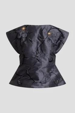 Couture Silk Dupioni Embellished Top