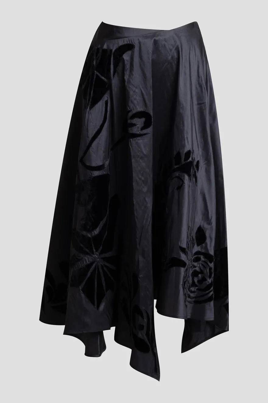 Couture Silk Dupioni Embroidered Skirt