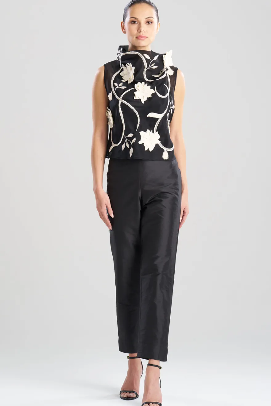 Couture Silk Organza Embellished Funnel Neck Top