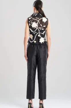 Couture Silk Organza Embellished Funnel Neck Top