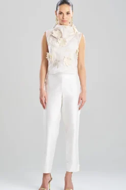 Couture Silk Organza Embellished Funnel Neck Top