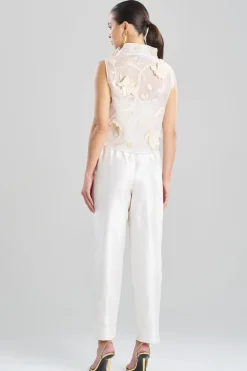 Couture Silk Organza Embellished Funnel Neck Top