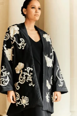 Couture Silk Taffeta Embroidered Coat