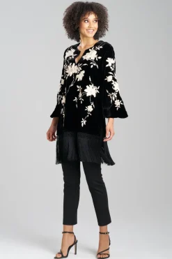 Couture Velvet Silk Embroidered Fringe Tunic