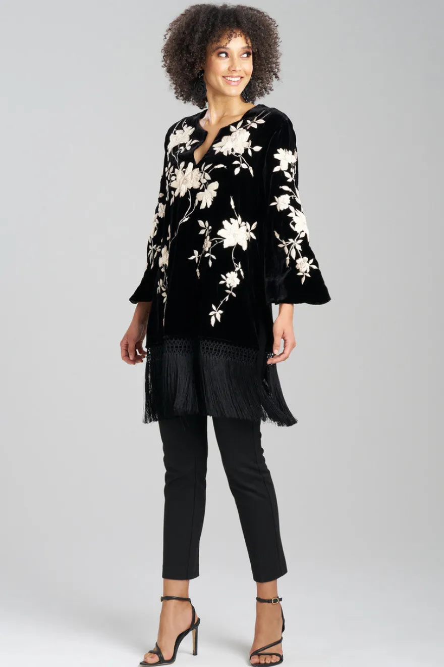 Couture Velvet Silk Embroidered Fringe Tunic