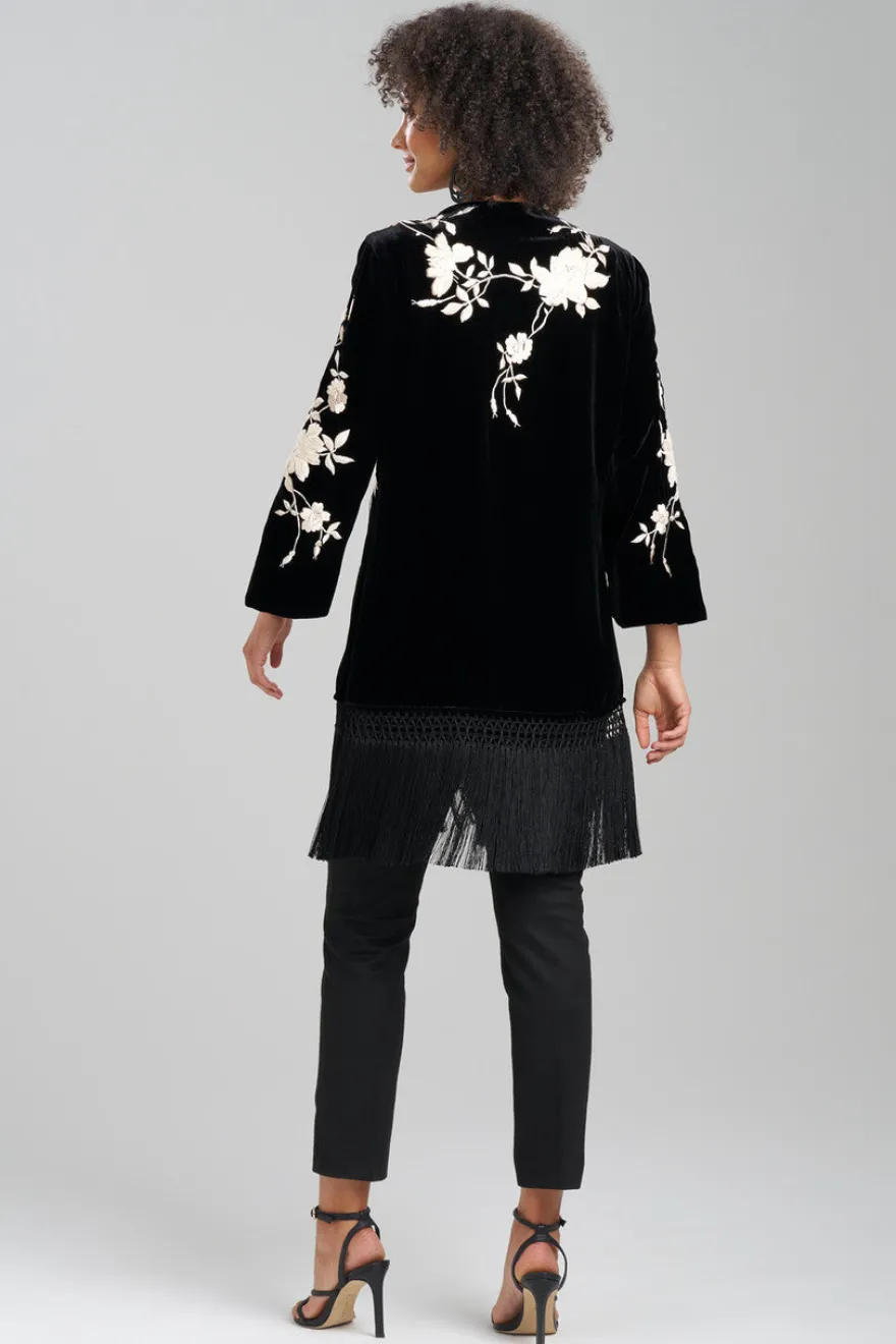 Couture Velvet Silk Embroidered Fringe Tunic