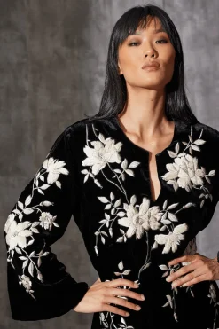 Couture Velvet Silk Embroidered Fringe Tunic
