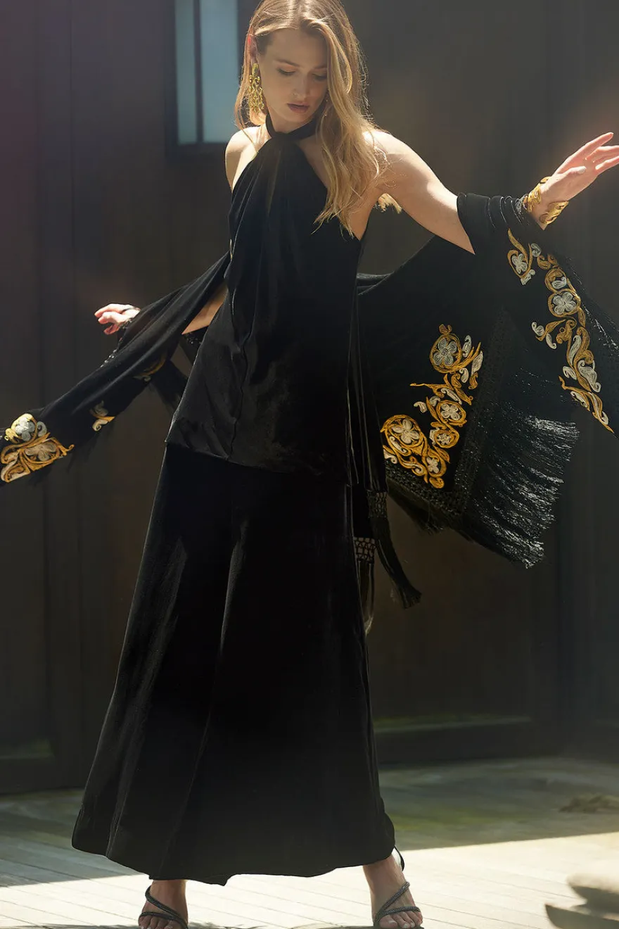 Couture Velvet Silk Palazzo Pants