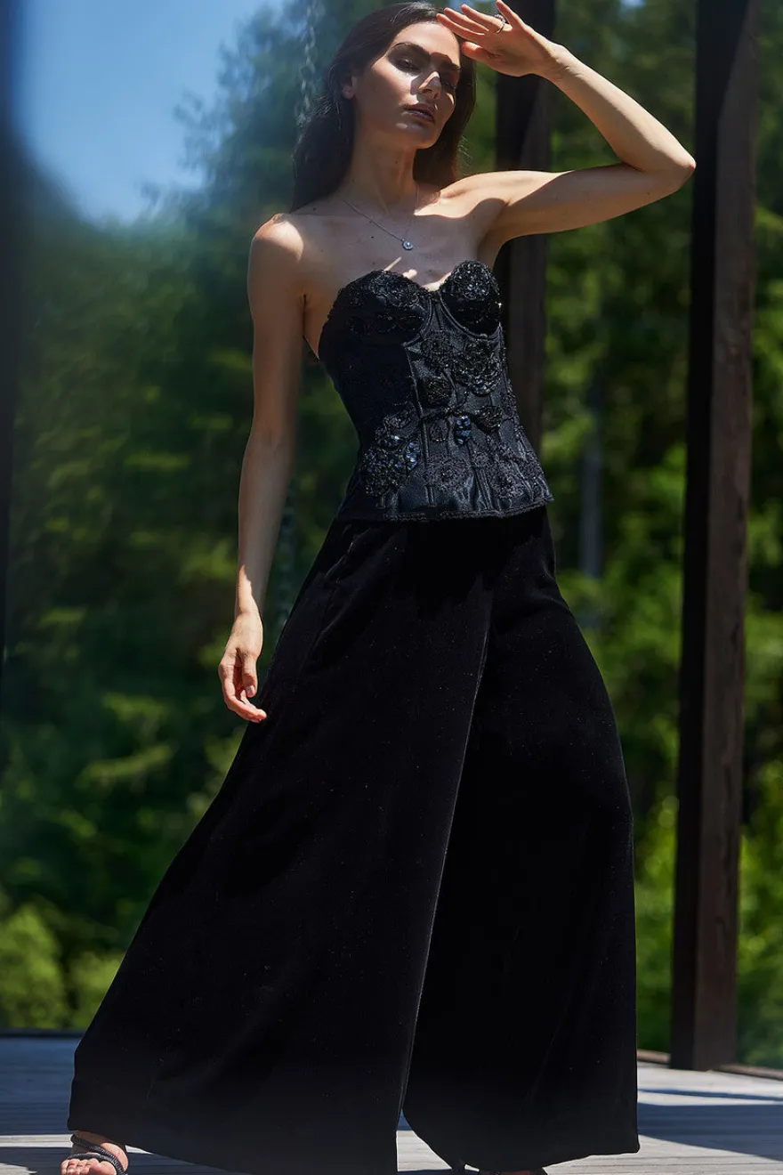 Couture Velvet Silk Palazzo Pants