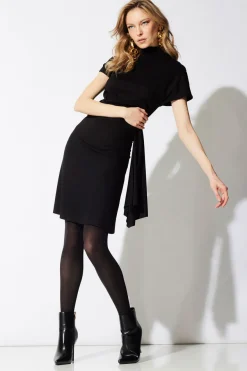 Crepe Knit Cascade Dress