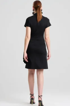 Crepe Knit Cascade Dress