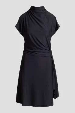 Crepe Knit Cascade Dress