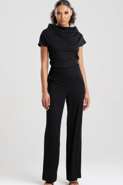 Crepe Knit Wide Pull On Pants