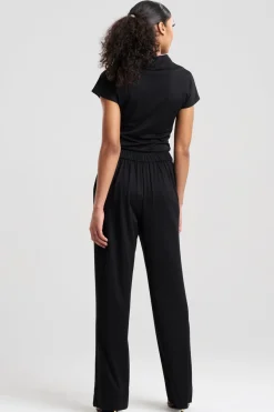 Crepe Knit Wide Pull On Pants