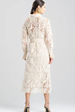Crochet Lace Cotton Oversized Button Down Shirtdress