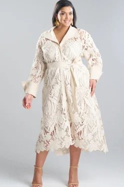 Crochet Lace Cotton Oversized Button Down Shirtdress