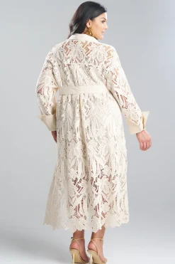 Crochet Lace Cotton Oversized Button Down Shirtdress