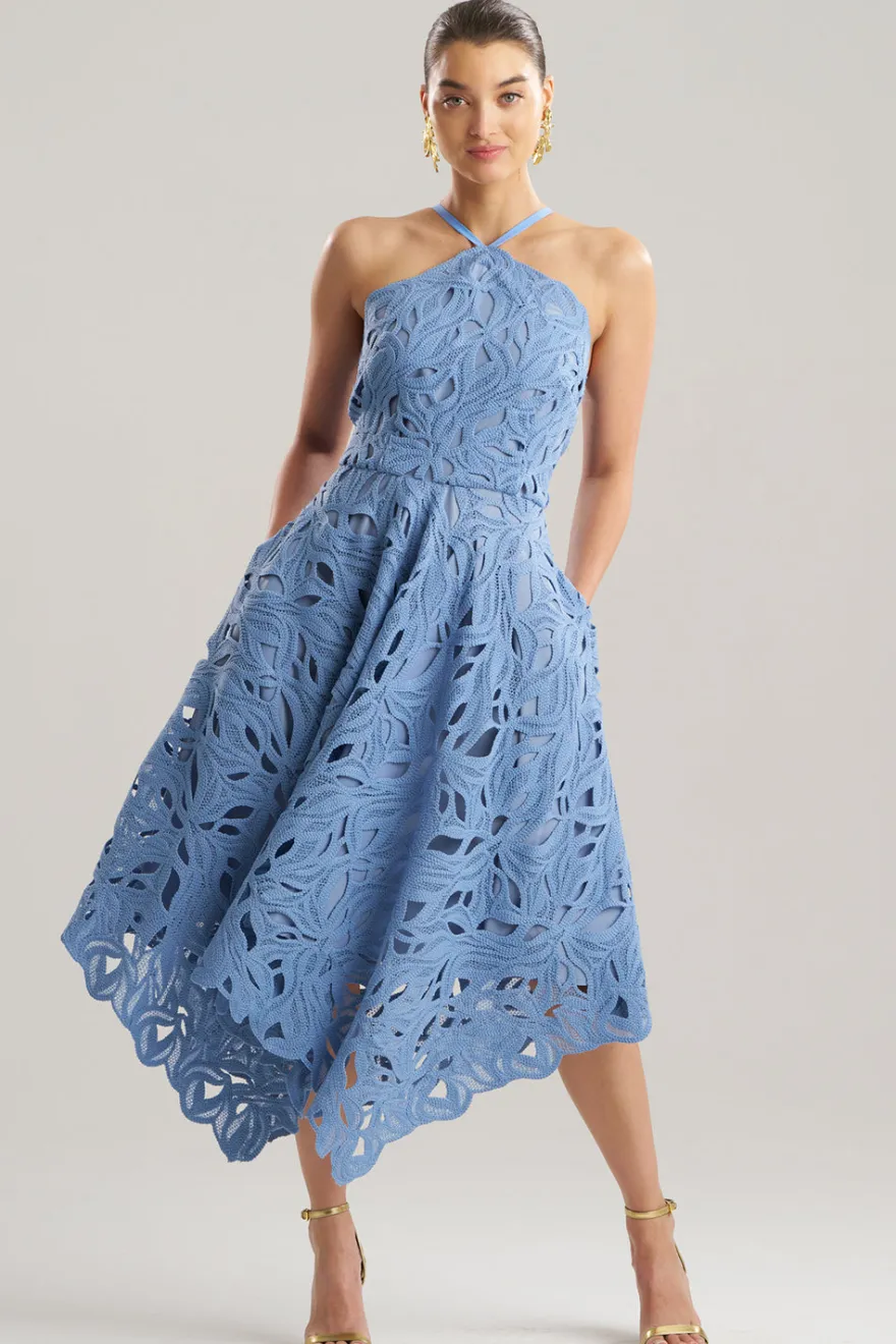 Cutout Leaf Lace Halter Dress