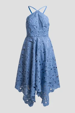 Cutout Leaf Lace Halter Dress