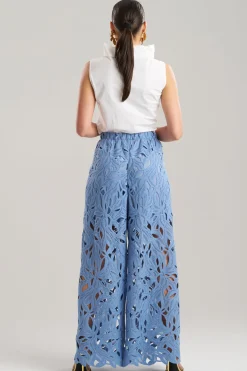 Cutout Leaf Lace Pull On Palazzo Pants