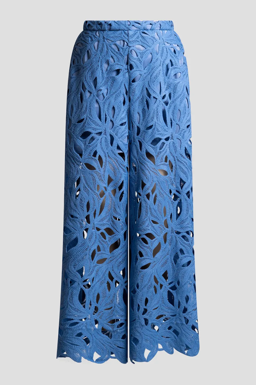 Cutout Leaf Lace Pull On Palazzo Pants