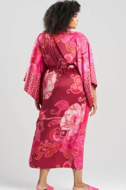 Deco Printed Charmeuse Kimono Robe