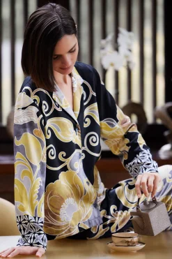 Deco Printed Charmeuse Notch PJ
