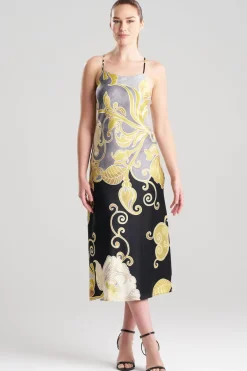 Deco Printed Charmeuse Slip Dress