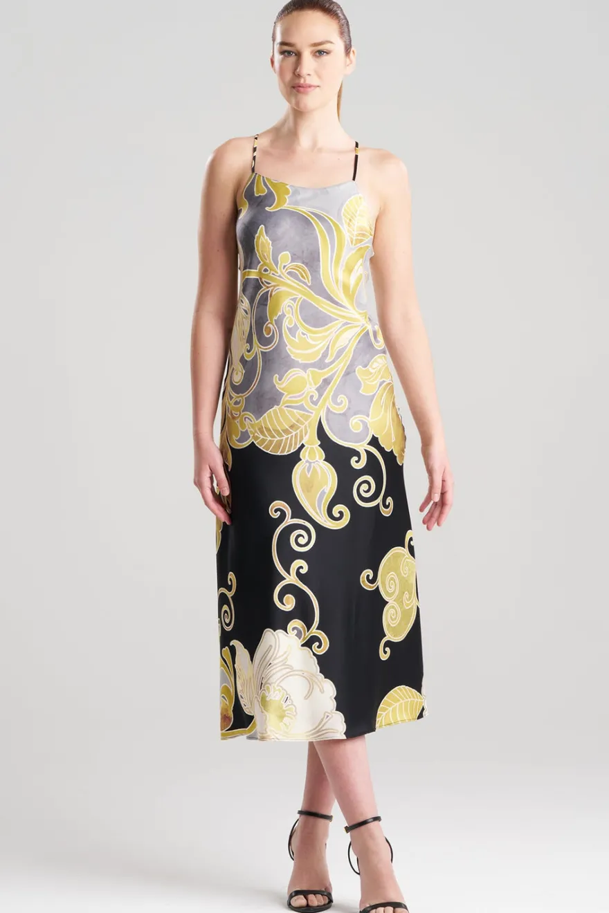 Deco Printed Charmeuse Slip Dress