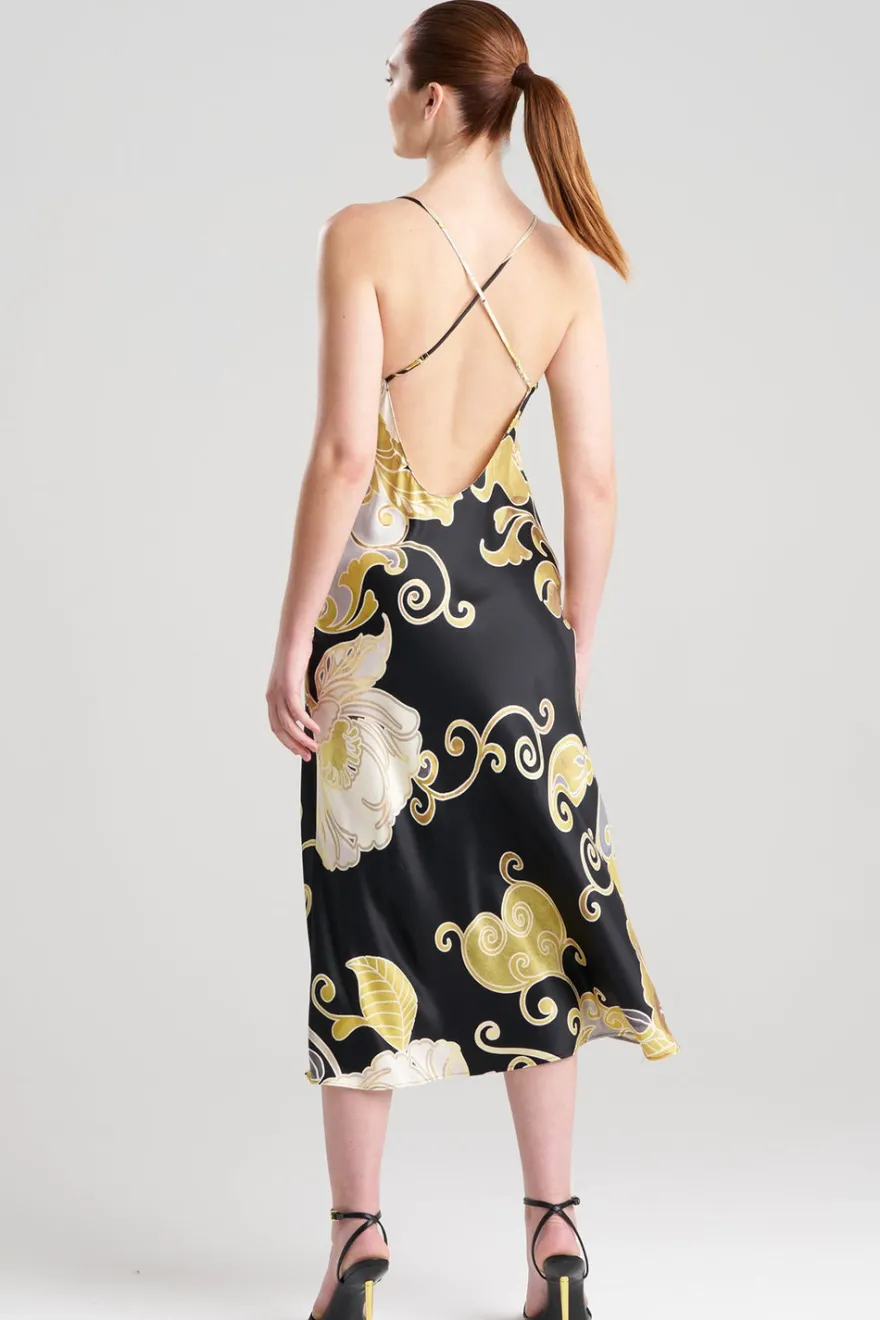 Deco Printed Charmeuse Slip Dress