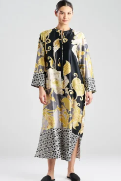 Deco Printed Charmeuse Zip Caftan