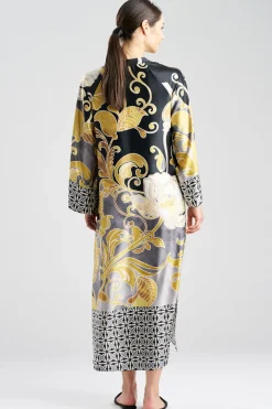 Deco Printed Charmeuse Zip Caftan