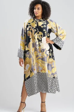 Deco Printed Charmeuse Zip Caftan