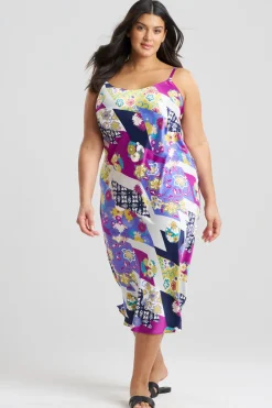 Deco Satin Scoop Neck Slip Dress