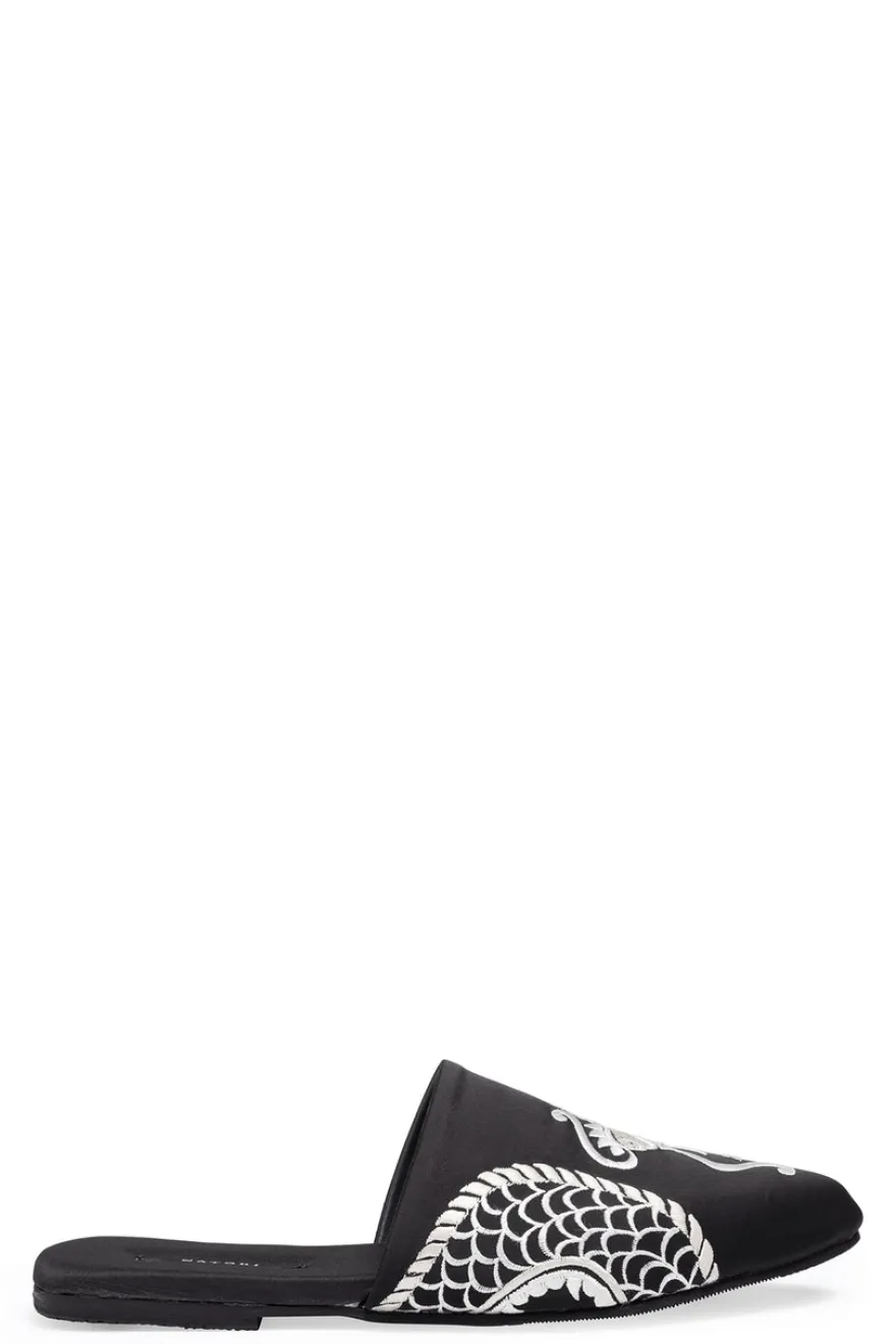 Dragon Embroidered Luxe Charmeuse Slide