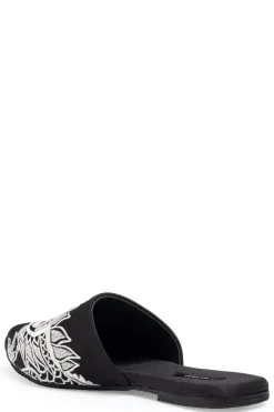 Dragon Embroidered Luxe Charmeuse Slide