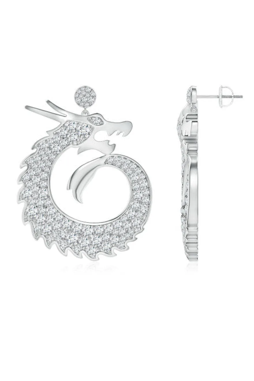 Dragon Lab-Grown Diamond Silver Drop Earrings
