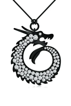 Dragon Lab-Grown Diamond Silver Pendant Necklace