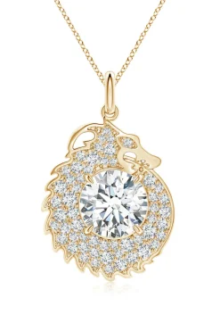 Dragon Lab-Grown 14K Gold Round Diamond Pendant Necklace