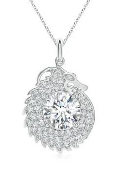 Dragon Lab-Grown 14K Gold Round Diamond Pendant Necklace