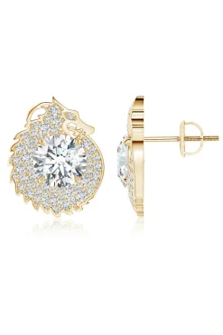 Dragon Lab-Grown 14K Gold Round Diamond Earrings